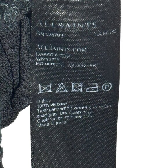 AllSaints Top Womens Dakota Embroidered Eyelet Blouse Sheer Black US size 2 UK 6 - Picture 7 of 10